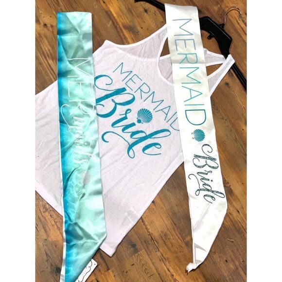 Mermaid Bridal Tank Top S/M Mermaid Bride * Mermaids* & Bride Sash Available‎ - Picture 4 of 7